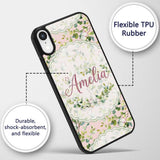 Watercolor Butterflies Green Leaves Branches Custom Name Protective Phone Case Mobile Cover Durable Everyday Smartphone Shock Resistant