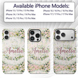 Watercolor Butterflies Green Leaves Branches Custom Name Protective Phone Case Mobile Cover Durable Everyday Smartphone Shock Resistant