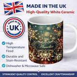 Personalized Custom Name Christmas Snowflake Glitter Seamless Pattern Charming Kitchen Decor 11oz Ceramic Coffee Tea Mug White Large Handle