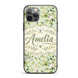 Watercolor Butterflies Green Leaves Branches Custom Name Protective Phone Case Mobile Cover Durable Everyday Smartphone Shock Resistant