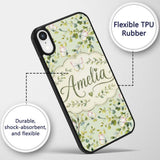 Watercolor Butterflies Green Leaves Branches Custom Name Protective Phone Case Mobile Cover Durable Everyday Smartphone Shock Resistant