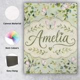 Personalised Name Watercolor Butterflies Custom  Unique Gift Idea Elegant Feature Canvas Wall Art Print Decor Picture Ready to Hang