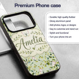 Watercolor Butterflies Green Leaves Branches Custom Name Protective Phone Case Mobile Cover Durable Everyday Smartphone Shock Resistant