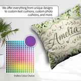 Custom Name Watercolor Butterflies Green Leaves Branches Pattern Square Filled Cushion Throw Pillow Sofa Bed Home Decor Zip Washable UK Made