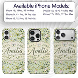 Watercolor Butterflies Green Leaves Branches Custom Name Protective Phone Case Mobile Cover Durable Everyday Smartphone Shock Resistant