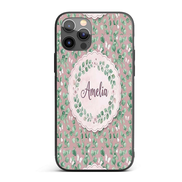 Watercolor Butterflies Green Leaves Branches Custom Name Protective Phone Case Mobile Cover Durable Everyday Smartphone Shock Resistant