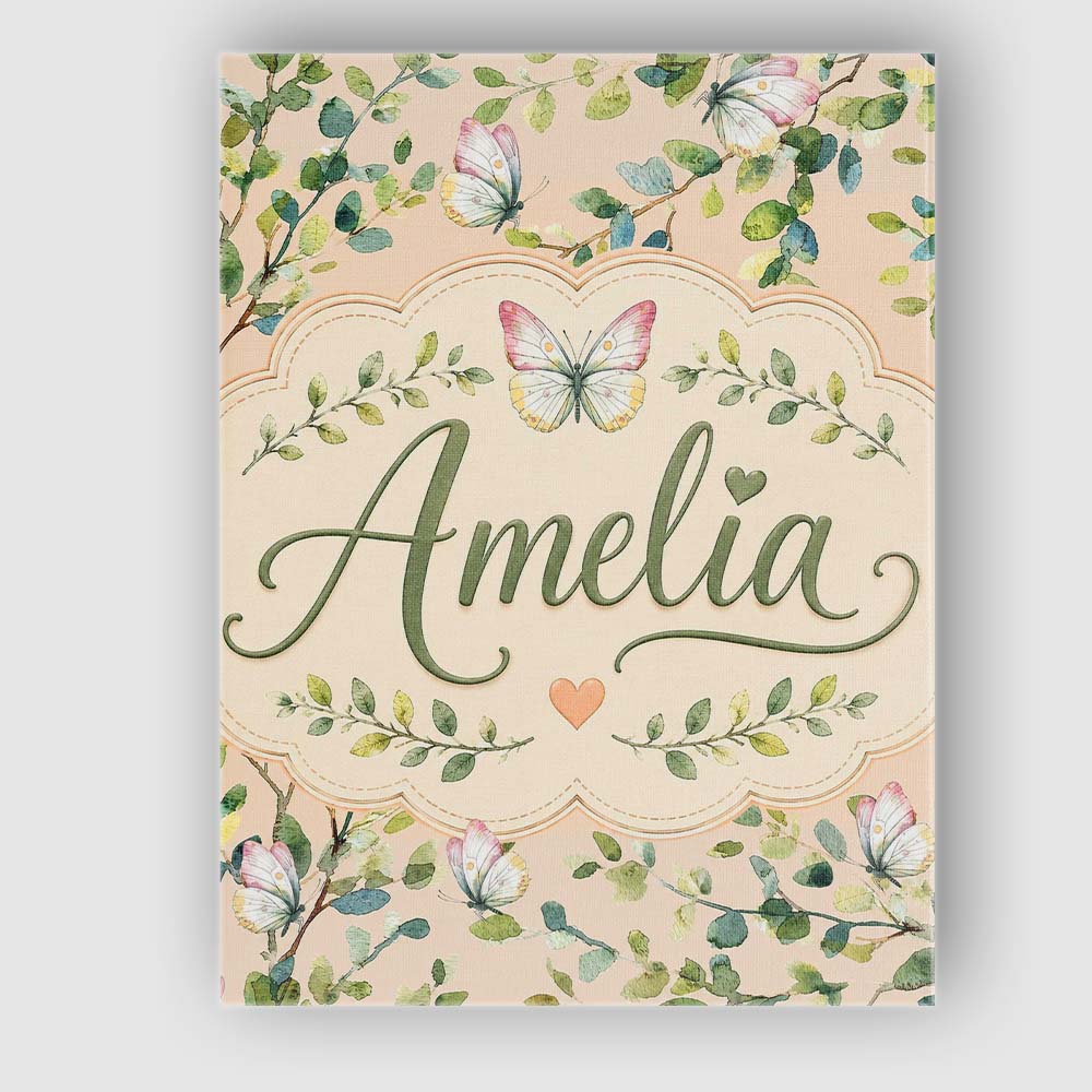 Personalised Name Watercolor Butterflies Custom  Unique Gift Idea Elegant Feature Canvas Wall Art Print Decor Picture Ready to Hang