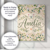 Personalised Name Watercolor Butterflies Custom  Unique Gift Idea Elegant Feature Canvas Wall Art Print Decor Picture Ready to Hang