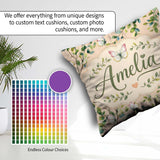 Custom Name Watercolor Butterflies Green Leaves Branches Pattern Square Filled Cushion Throw Pillow Sofa Bed Home Decor Zip Washable UK Made