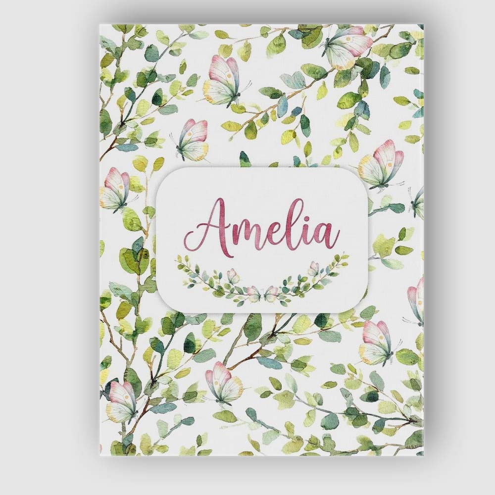 Personalised Name Watercolor Butterflies Custom  Unique Gift Idea Elegant Feature Canvas Wall Art Print Decor Picture Ready to Hang