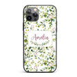 Watercolor Butterflies Green Leaves Branches Custom Name Protective Phone Case Mobile Cover Durable Everyday Smartphone Shock Resistant