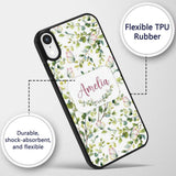 Watercolor Butterflies Green Leaves Branches Custom Name Protective Phone Case Mobile Cover Durable Everyday Smartphone Shock Resistant