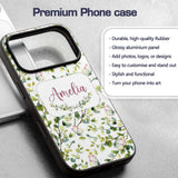 Watercolor Butterflies Green Leaves Branches Custom Name Protective Phone Case Mobile Cover Durable Everyday Smartphone Shock Resistant