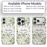 Watercolor Butterflies Green Leaves Branches Custom Name Protective Phone Case Mobile Cover Durable Everyday Smartphone Shock Resistant