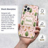 Watercolor Forest Animals Deer Owl Mushrooms Custom Name Protective Phone Case Mobile Cover Durable Everyday Smartphone Shock Resistant
