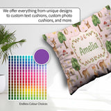 Custom Name Watercolor Animals Deer Owl Mushrooms Stars Seamless Square Filled Cushion Throw Pillow Sofa Bed Home Decor Zip Washable UK Made