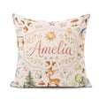 Custom Name Watercolor Animals Deer Owl Mushrooms Stars Seamless Square Filled Cushion Throw Pillow Sofa Bed Home Decor Zip Washable UK Made
