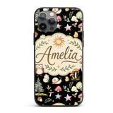 Watercolor Forest Animals Deer Owl Mushrooms Custom Name Protective Phone Case Mobile Cover Durable Everyday Smartphone Shock Resistant