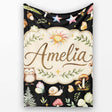 Watercolor Forest Animals Deer Owl Mushrooms Stars Seamless Pattern  Personalised Custom Name Super Soft Fleece Blanket Bed Sofa Throw