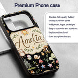 Watercolor Forest Animals Deer Owl Mushrooms Custom Name Protective Phone Case Mobile Cover Durable Everyday Smartphone Shock Resistant