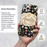 Watercolor Forest Animals Deer Owl Mushrooms Custom Name Protective Phone Case Mobile Cover Durable Everyday Smartphone Shock Resistant