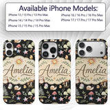 Watercolor Forest Animals Deer Owl Mushrooms Custom Name Protective Phone Case Mobile Cover Durable Everyday Smartphone Shock Resistant