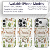 Watercolor Forest Animal Deer Owl Mushrooms Stars Custom Name Protective Phone Case Mobile Cover Durable Everyday Smartphone Shock Resistant