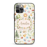 Watercolor Forest Animals Deer Owl Mushrooms Custom Name Protective Phone Case Mobile Cover Durable Everyday Smartphone Shock Resistant