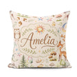 Custom Name Watercolor Animals Deer Owl Mushrooms Stars Seamless Square Filled Cushion Throw Pillow Sofa Bed Home Decor Zip Washable UK Made