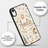 Watercolor Forest Animals Deer Owl Mushrooms Custom Name Protective Phone Case Mobile Cover Durable Everyday Smartphone Shock Resistant