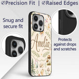 Watercolor Forest Animals Deer Owl Mushrooms Custom Name Protective Phone Case Mobile Cover Durable Everyday Smartphone Shock Resistant