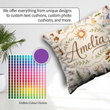 Custom Name Watercolor Animals Deer Owl Mushrooms Stars Seamless Square Filled Cushion Throw Pillow Sofa Bed Home Decor Zip Washable UK Made