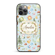 Watercolor Forest Animals Deer Owl Mushrooms Custom Name Protective Phone Case Mobile Cover Durable Everyday Smartphone Shock Resistant