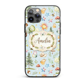 Watercolor Forest Animals Deer Owl Mushrooms Custom Name Protective Phone Case Mobile Cover Durable Everyday Smartphone Shock Resistant