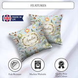 Custom Name Watercolor Animals Deer Owl Mushrooms Stars Seamless Square Filled Cushion Throw Pillow Sofa Bed Home Decor Zip Washable UK Made