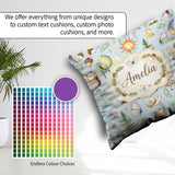 Custom Name Watercolor Animals Deer Owl Mushrooms Stars Seamless Square Filled Cushion Throw Pillow Sofa Bed Home Decor Zip Washable UK Made