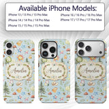 Watercolor Forest Animals Deer Owl Mushrooms Custom Name Protective Phone Case Mobile Cover Durable Everyday Smartphone Shock Resistant