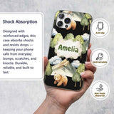 Watercolor Woodland Bear Trees Mountains Seamless Custom Name Protective Phone Case Mobile Cover Durable Everyday Smartphone Shock Resistant
