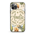 Watercolor Woodland Bear Trees Mountains Seamless Custom Name Protective Phone Case Mobile Cover Durable Everyday Smartphone Shock Resistant