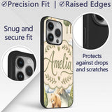 Watercolor Woodland Bear Trees Mountains Seamless Custom Name Protective Phone Case Mobile Cover Durable Everyday Smartphone Shock Resistant