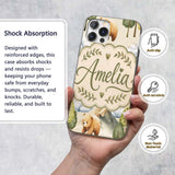 Watercolor Woodland Bear Trees Mountains Seamless Custom Name Protective Phone Case Mobile Cover Durable Everyday Smartphone Shock Resistant