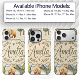 Watercolor Woodland Bear Trees Mountains Seamless Custom Name Protective Phone Case Mobile Cover Durable Everyday Smartphone Shock Resistant