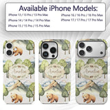 Watercolor Woodland Bear Trees Mountains Seamless Custom Name Protective Phone Case Mobile Cover Durable Everyday Smartphone Shock Resistant