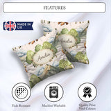 Custom Name Watercolor Woodland Bear Trees Seamless Pattern Warm Square Filled Cushion Throw Pillow Sofa Bed Home Decor Zip Washable UK Made
