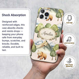 Watercolor Woodland Bear Trees Mountains Seamless Custom Name Protective Phone Case Mobile Cover Durable Everyday Smartphone Shock Resistant