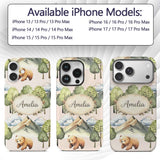 Watercolor Woodland Bear Trees Mountains Seamless Custom Name Protective Phone Case Mobile Cover Durable Everyday Smartphone Shock Resistant