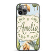 Watercolor Woodland Bear Trees Mountains Seamless Custom Name Protective Phone Case Mobile Cover Durable Everyday Smartphone Shock Resistant