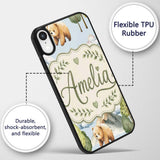 Watercolor Woodland Bear Trees Mountains Seamless Custom Name Protective Phone Case Mobile Cover Durable Everyday Smartphone Shock Resistant