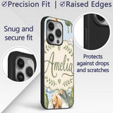 Watercolor Woodland Bear Trees Mountains Seamless Custom Name Protective Phone Case Mobile Cover Durable Everyday Smartphone Shock Resistant
