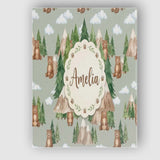 Personalised Name Watercolor Woodland Bear Custom  Unique Gift Idea Elegant Feature Canvas Wall Art Print Decor Picture Ready to Hang